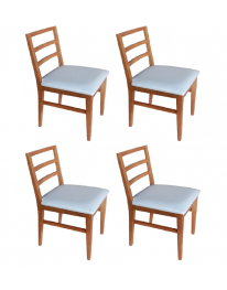 Kit 04 Cadeiras Estofadas - Mel / Off White